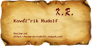 Kovárik Rudolf névjegykártya